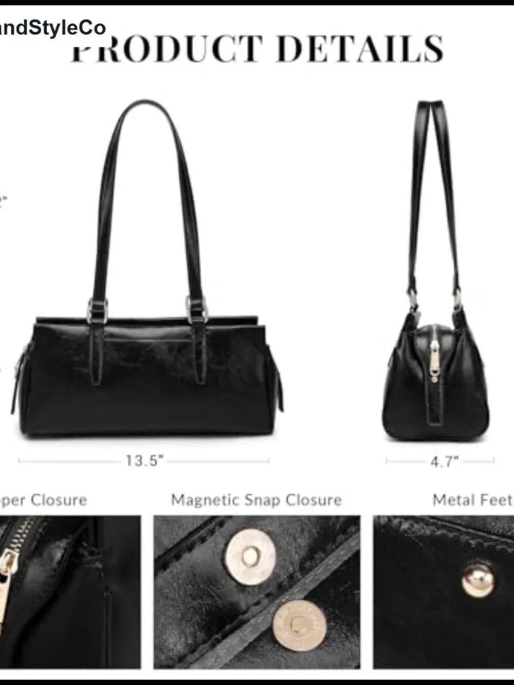 Soft Vegan Leather Hobo Shoulder Bag Purse with 3 Compartments